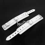 Padded Leather White Kit Adjustable Collar Handcuffs Ankle Cuffs Restraints Bdsm (Hand)