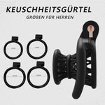 Negative Chastity Cage Sex Toy Male Set With 4 Cockrings 3D Small Chasity Devices Locked Cock Cages Nylon Fish Trap Shape Adult Penis Bdsm Bondage Device For Mens (Black)