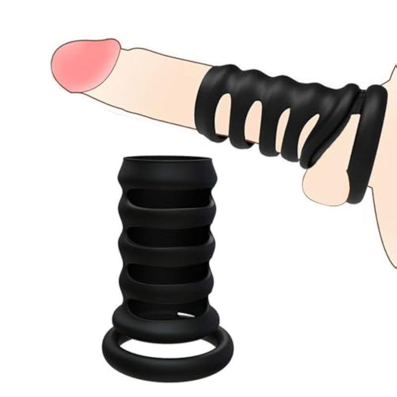Penis Sleeve Penis Ring Sex Toys For Men,Cockring Penis Extender Mens Sex Toys For Sex Enhance, Penis Extension Cock Ring Sex Game, Silicone Penis Rings Enlarger Adult Sex Toys For Men Longer Stronger