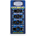 Doc Johnson Titanmen - 4 C-Ring Set - Helps Create Firmer and Thicker Erections - Side Tabs for Easy Removal and Adjustment - Black