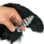Removable Fox Tail Butt Plug With 3 Interchangeable Bases, Premium Metal Anal Plug For Roleplay, Cosplay And Intimacy For The Pleasure Of Men And Women Couples (Black)