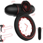 Vibrating Cock Ring With Bullet Vibrator For Men, Adult Sex Toys Penis Ring Vibrator For Penis Testicles Clitoris Stimulation, Rose Clitoral Stimulator For Couples Sex Toy, Black