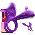 Vibrating Cock Ring Couples Sex Toys - Dual Penis Ring Vibrator With Fox-Shaped Clitoral Stimulator & 4.6In G Spot Vibrator, 10 Vibration Modes Adult Toys For Men Women, Female Male Sex Toy