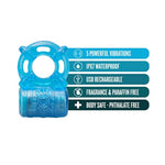 Stay Hard - Usb Rechargeable 5 Function Vibrating Cock Ring - Stretchy - Ipx7 Fully Submersible Waterproof - Last Longer - Harder Erections - Sex Enhancing Couples Toy For Men - Blue