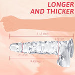 Huge Realistic Dildo, 11.8" Xxl Clear G Spot Dildo For Women,Small Glans Big Thick Dildo With Special Curve Design,Strong Suction Cup Lifelike Dildo For Hands-Free Play