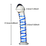 Glass Dildo Anal Plug Anal Sex Toys for Couples, Realistic Dildo Anal Buttplug with Blue Raised Spiral Texture, Crystal Anal Dildos Prostate Massager Male Masturbator Adult Sex Toys for Women Men