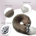 Fox Tail Anal Plug?Metal Spiral Buttplug?Anal Toys For Men And Women Beginners,Sex Toy Can Long Time Comfortable Wear.Furry Ear Headband For Adult Games And Cosplay (Large)