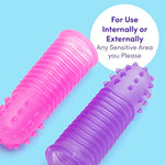 Pink & Purple Textured Finger Sleeves Stimulators - Pvc - Pack Of 2