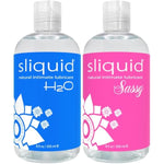 H2O + Sassy Variety 2-Pack – Water-Based Lube For Women, Men & Couples, Personal Lubricant Set, Non-Staining, Unscented, Unflavored, 8.5 Oz Ea