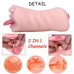 2 In 1 Realistic Male Masturbators With Pocket Pussy Vigina And Mouth,Lifelike Sex Doll With Face,Tpe Portable Adult Sex Love Toy,Male Stroker For Masturbation,Deep Throat Oral For Gay Men