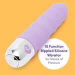 Purple Ripple 10 Function Wavy Vibrator - Silky Silicone - 100% Waterproof