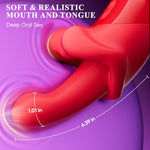 Oral Tongue Vibrator for Women, 9 Vibration & 9 Licking Modes Clitoral & G Spot Stimulator, Realistic Mouth Design Silicone Sex Toy, Rechargeable Waterproof Adult Couples Toy