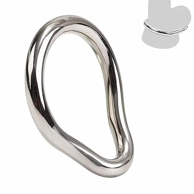 Penis Ring Stainless Steel Curved Cockrings 7 Different Sizes Of Erection Ring Metal Testicle Rings Male Sex Toys Adult Scrotal Training Chastity Device (54Mm)