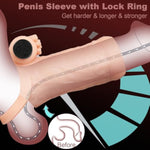 3In1 Vibrating Penis Sleeve Enlarger With Rechargeable Clitoral Vibrator,10 Vibration Modes Couple Sex Toys,Girth Enhancer Extender For Men With Elastic Cock Ring To Enhance Hardness Delay Ejaculation