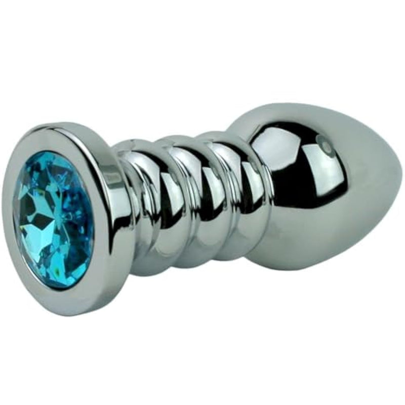 Rippled Jeweled Anal Plug | Smooth Texture | Tapered Shape | Ribbed Neck | Versatile For Temperature Play | Powerful Orgasms | Non-Porous | Carrying Bag | Backdoor Play | Dp & P-Spot | Large