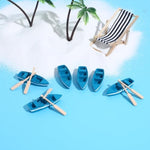 6 Pcs Mini Wooden Rowboat Ornaments with Oars, Nautical Home Decor