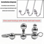 Unisex Rope Bondage Stainless Steel Metal Hanger Hook Whit 3 Balls Tip Butt Toy Plug
