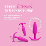 Hello Tush Training Set - Tush Cush Hybrid Personal Lubricant, 3.3 Fl Oz And Tush Pops Butt Plug Set Of 3 Sizes - Anal Toys Plus Silicone And Water-Based Lube For Men, Women, And Couples