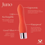 Share Satisfaction Juno - Clitoral Stimulation With 10 Vibration Modes, Curved And Tapered Tip For Pinpoint Stimulation, Silicone, Waterproof And Usb Rechargeable - Purple