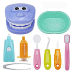 9Pcs Plastic Simulation Dentist Play Set Medical Kit Pretend Toy For Kids Hygienic Habbit Cultivation Role Play Game For Children 6 Colors Simple Opp Bag Packaging (Mixed Color)