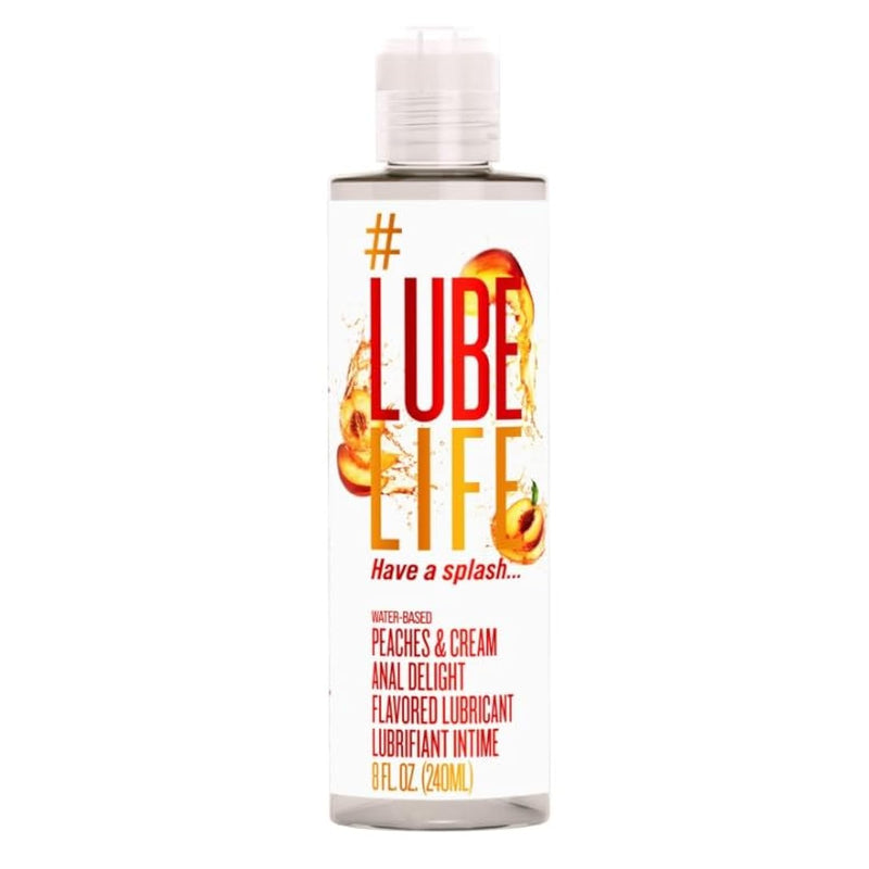 Lubelife Water-Based Peaches & Cream Anal Delight Flavored Personal Lubricant, 8 Fl Oz
