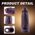 Black Medium Penis Sleeve With Red Head β Silicone Cock Extender For Men, Realistic Design With Lifelike Veins And Enhanced Stamina For Long-Lasting Pleasure