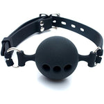 Silicone Breathable Ball Gag For Adult Bondage Restraints Sex Play (Black, 1.7In Ball)