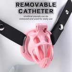 Male Chastity Cage With Belt, Chastity Device With 5 Sizes Rings And Invisible Lock For Man Penis Exercise Bondage Gear & Accessories Lightweight Adult Sex Toys(2D-Pink)