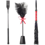 3 Pcs Sex Whip And Crop Set Bdsm Whip Leather Horse Crop Feather Tickler For Adults Bedroom Play Sex Play Toys For Couples