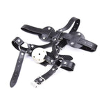 White Silicone Ball Gag Mouth & Eye Mask Head Bondage Set with Adjustable Pu Leather Bondage Gags and Blindfold
