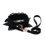 Lace Leather Choker and Lead Set for Women - Black Lace Collar with Adjustable Leash