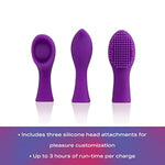 Focus Sonic Vibrator - Unique Bulbous Design, 3 Interchangeable Silicone Head Attachments, Customizable Vibration To Personalize Sensual Pleasure, Purple