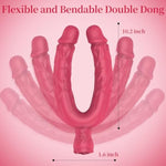 Double Ended Dildos Vibrator For Women, Vibrating Double Sided Dildo With Nipple Stimulator 10 Super Strong Vibration Modes, Flexible Penis Dildo For Double Penetration, Lesbian Adult Sex Toys