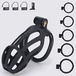 Male Chastity Cage, Large Chastity Device With 5 Sizes Rings And Invisible Lock For Man Penis Exercise Bondage Gear & Accessories Lightweight Adult Sex Toys (Large Size - Black)
