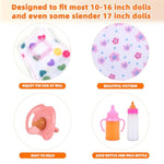 Baby Doll Accessories Set – 7 Pcs Feeding And Caring Set With Magic Disappearing Bottles, Pacifier, Diapers And Bibs Doll Pretend Play Gift For Kids