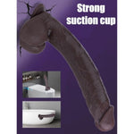 11.8 Inch Large Black Realistic Liquid Silicone Dildo with Suction Cup and 10 Vibrating Modes