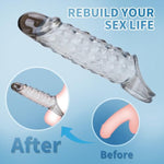 Penis Sleeve With Cock Ring Sex Toys, 8.2'' Soft Cock Sleeve, Reusable Penis Cuff Thickened Testicle Ring Male Adult Toys, Penis Extender And Penis Enlarger For Men(Black)
