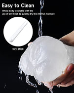 3 in 1 Male Masturbator Realistic Pocket Pussy & Drying Stick, Double-Ended Male Sex Toy Mouth Tongue Textured Vagina & Tight Anus for Men Masturbation (Transparent)
