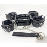 Adjustable Padded Leather Restraints Set for Intimate Play