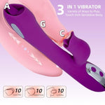 Tongue Sex Toy Realistic Dildo Adult Toys Silicone Vaginal Clitoral Stimulator, 3 In 1 G Spot Anal Vibrators With 10 Licking & Vibrating & Electric Modes For Women And Couples Maturbation Purple