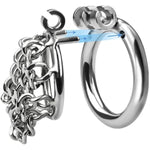 Stainless Steel Chain Chastity Cage Hollow Breathable Comfort Mesh Chastity Device Keyed Penis Locking Cock Cage Adult Sex Toys For Male (L)