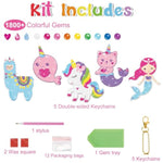 Diamond Gem Art Painting Kit for Kids Ages 8-12, 5 PCS, 4-8, Diamond Art Keychains