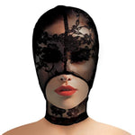 Lace Seduction Bondage Hood. Bdsm Mask And Sexy Fetish Fantasy Costume For Women, Men & Adult Couples. Machine Washable, Polyester, Black, One Size Fits Most