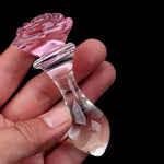Rose Glass Anal Plug, Crystal Glass Anal Plug, Anal Trainer, Crystal Butt Plug, Fetish Anus Stimulation Sex Toys Masturbation for Men Women Gay and Couples