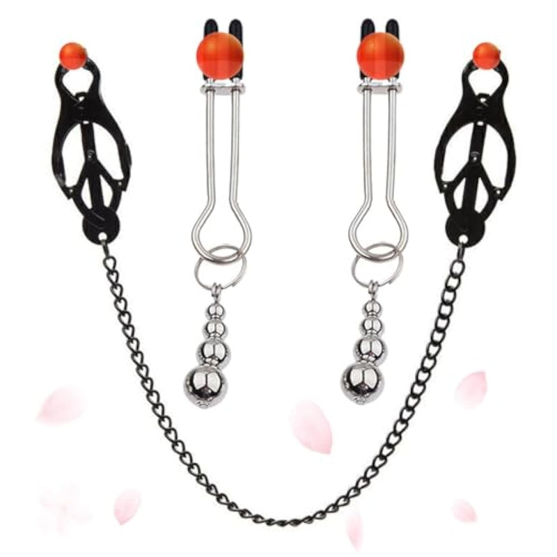 2 Pair Non-Piercing Breast Clamp Weighted Nipple Clamps Toy For Sm Women Pleasure Stimulator Valentines Gift