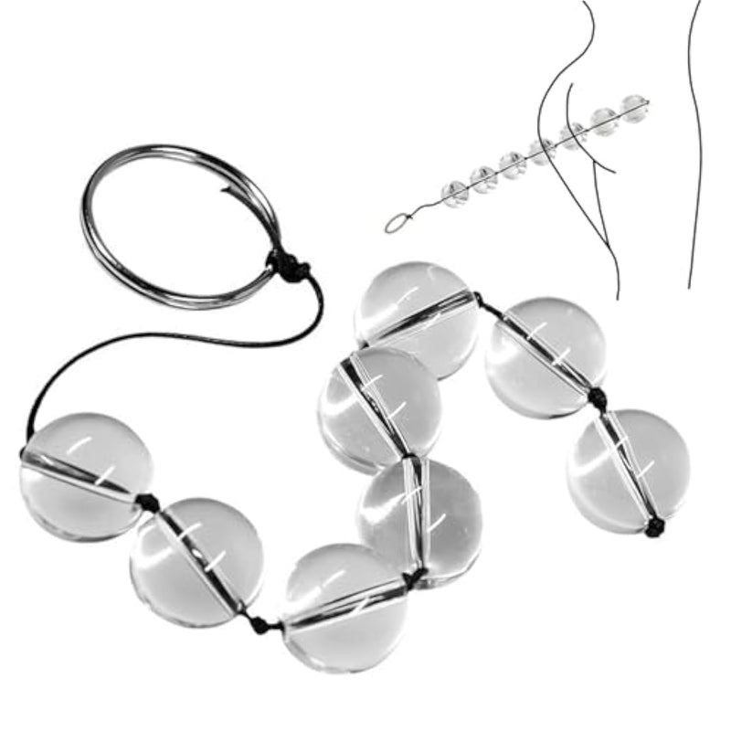 Glass Anal Beads BDSM Butt Plug 16mm Clear Pleasure Balls Huge Exquisite Ball Sexual Buzz Buttplug Device Huge Kink Erotic Play Sex Toy Comfort Smooth Safe Large Exquisite Bead Design for Couples