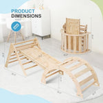 Pikler Triangle Set For Toddlers, 7-In-1 Foldable Baby Climbing Toys With Safety Strap, Indoor Solid Wooden Arch, Ramp, Ladder For Active Play - Classic