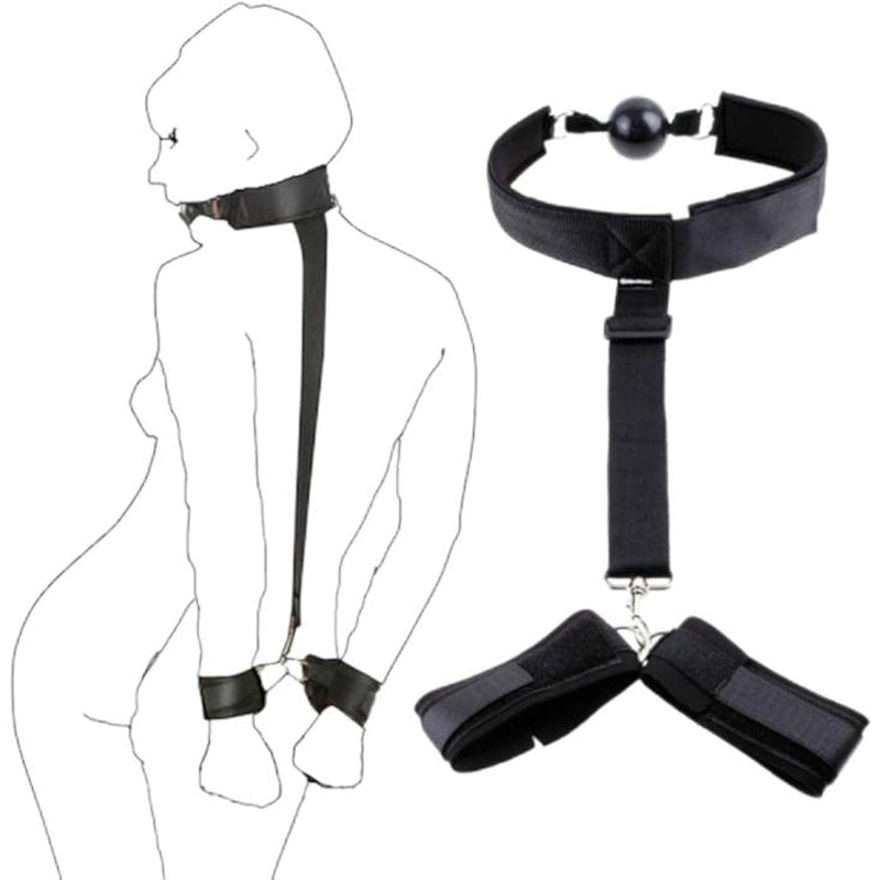 Sex Restraints, Breathable Plastic Open Mouth Ball Adjustable Strap, Neck To Wrist Behind Back, Bdsm Toys For Couples, Ball Gags For Women Breathable