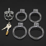 Small Lightweight Chastity Device Hollow Ventilation Penis Lock With 4 Penis Rings Invisible Sissy Lock Chastity Clear Adult Bondage Fetish Adult Sex Toys (B)
