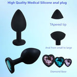 Anal Sex Trainer?3Pcs Jeweled Butt Plugs, 1 Bullet Vibrator Included?1 Enema?Silicone 5 Piece Adult Sex Toy Kit- Black?Adult Sex Toys & Games, Suitable For Men And Women And Couples Fun